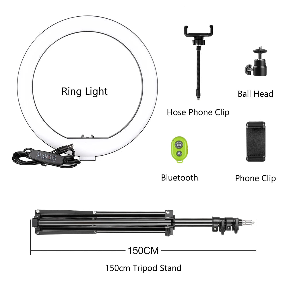 10Inch Mini Selfie LED Video Ring Light Lamp with Table Tripod for Youtube Phone Live Photo Photography Studio