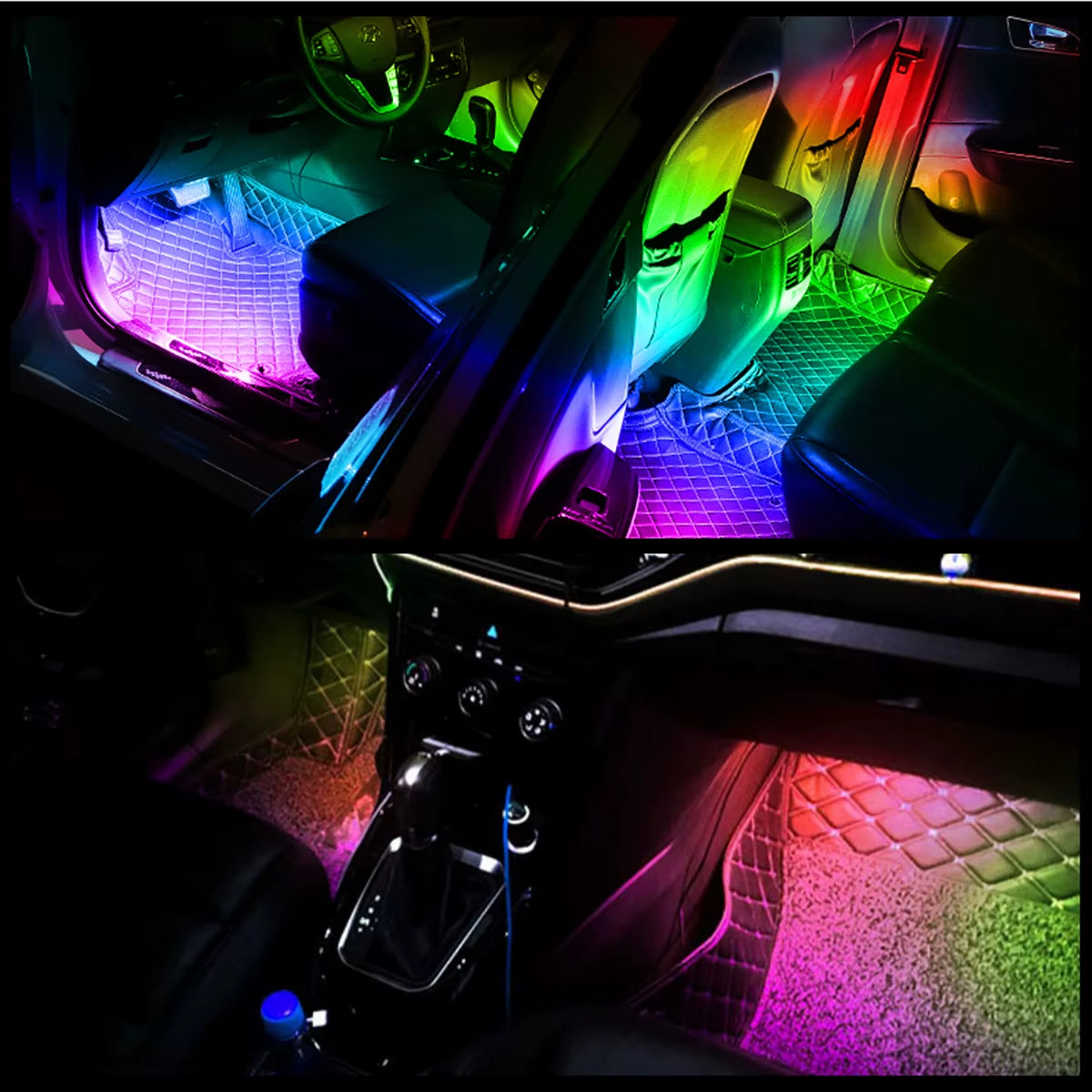 4In1 Symphony Car Foot Lamp USB App Control Led Interior Light Decorative Hidden Atmosphere Lights Car Ambient Lights Neon Light